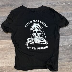 Black Graphic Tee with Skeleton Design